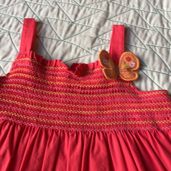 Gymboree dress red w Embroidery on top and a butterfly appliqué back zipper - Picture 2 of 7